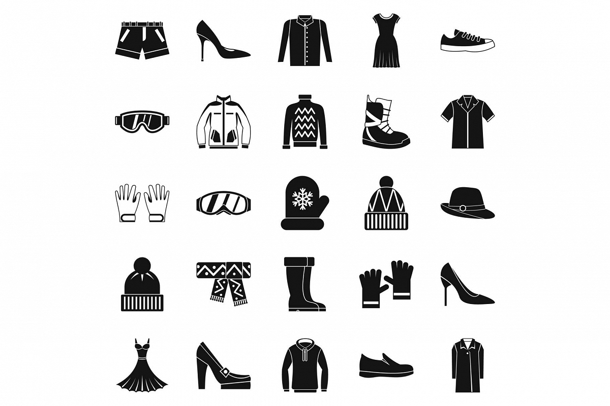 Clothing sale icons set, simple style example image 1
