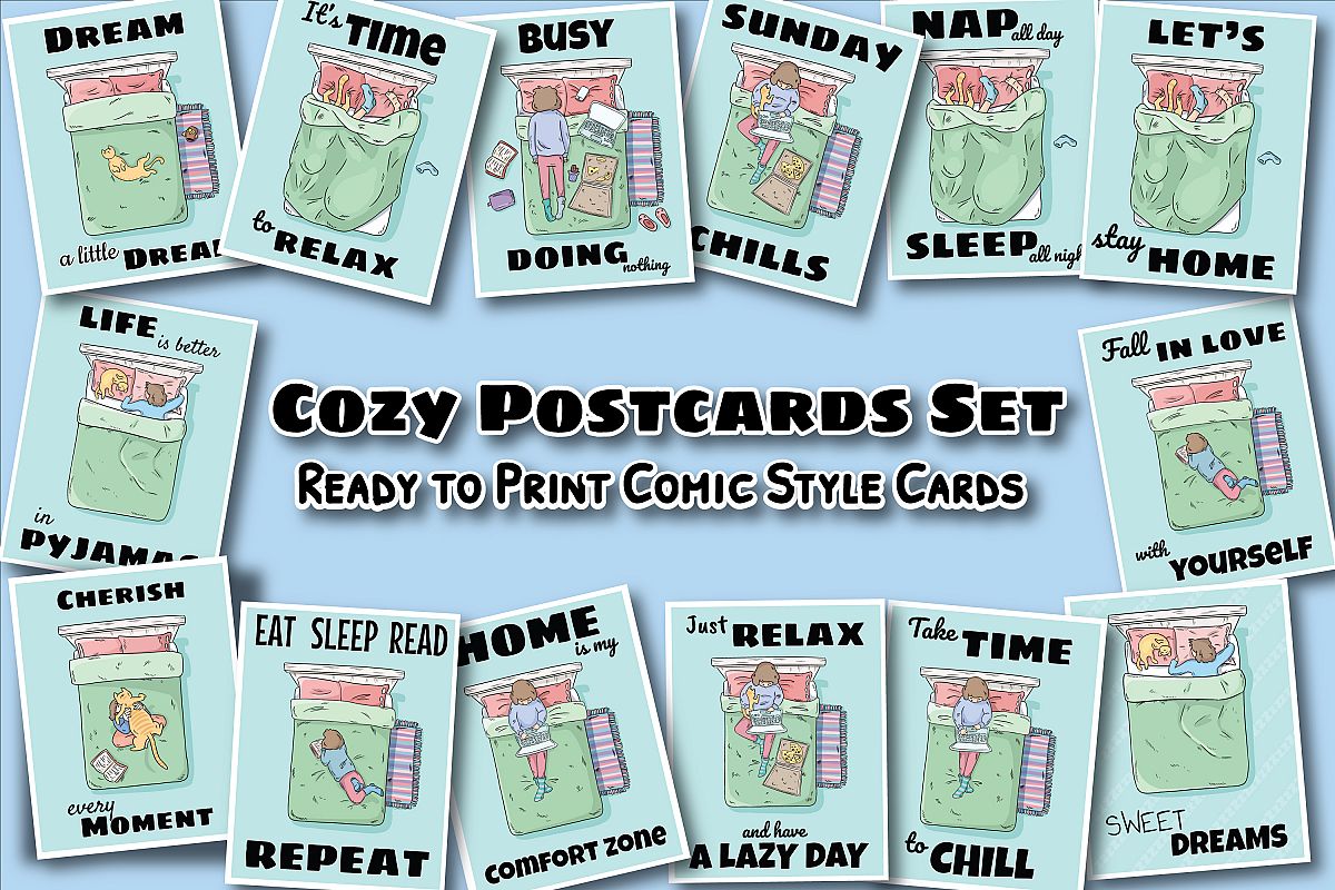 Comic Style Cozy Postcards example image 1