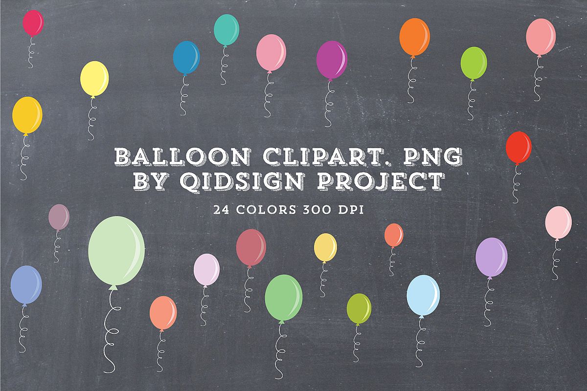 24 Color Balloon Clipart example image 1