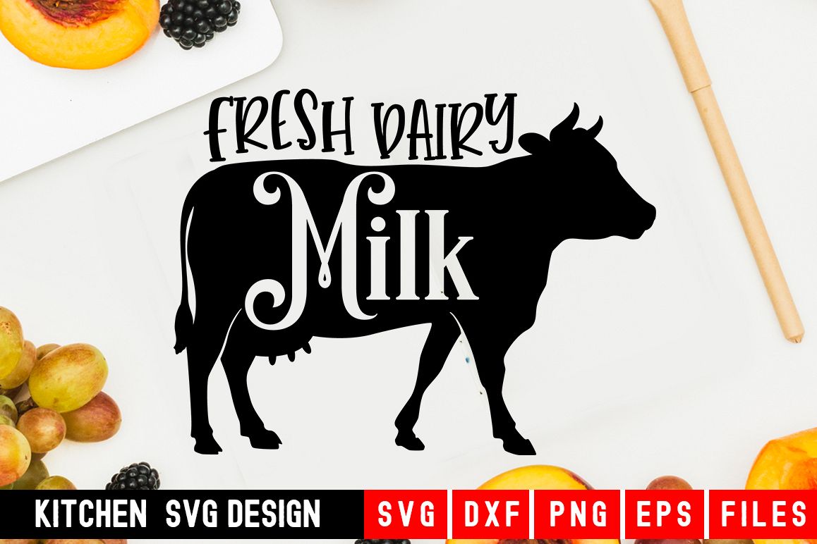 Farm Fresh Milk Svg|kitchen svg|kitchen towel svg example image 1