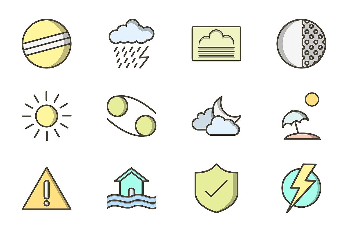 Set Of Weather And Season Icons example image 1
