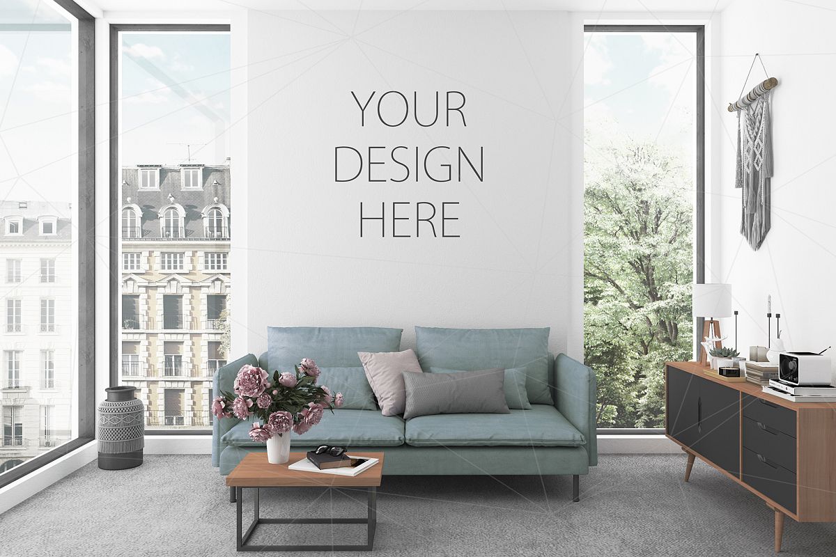 Interior mockup bundle - blank wall mock up example image 1
