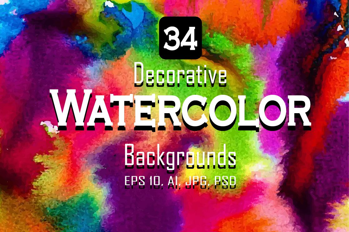 34 Watercolor vector set background. example image 1