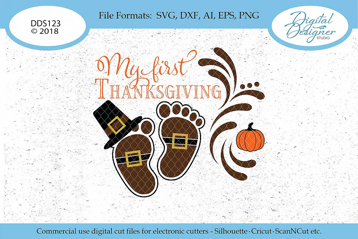 My First Thanksgiving Baby Feet SVG DXF EPS PNG AI Cut File (117065