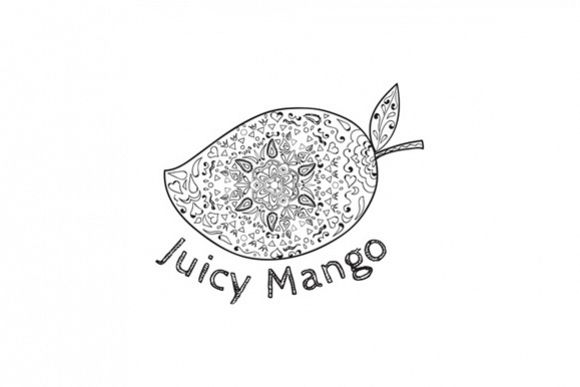 Juicy Mango Black and White Mandala example image 1