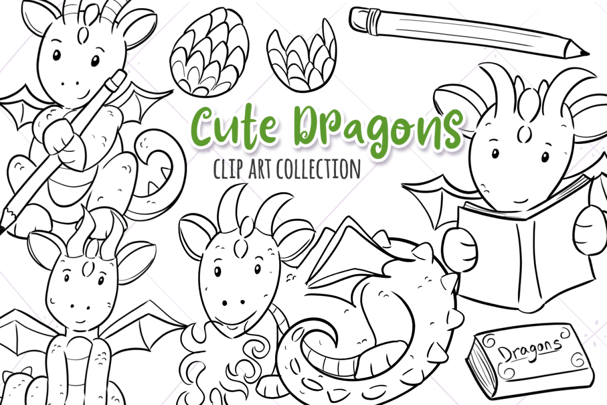 Cute Dragons Digital Stamps example image 1