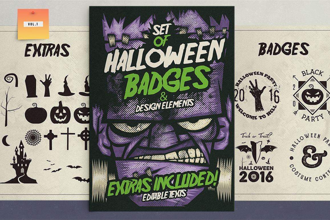 Halloween Badges & Extras Vol.1 example image 1
