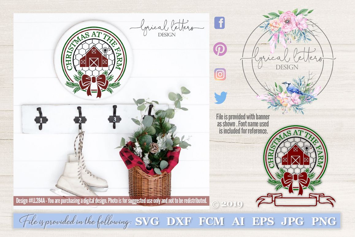 NEW! Christmas At The Farm with Barn SVG LL284A example image 1