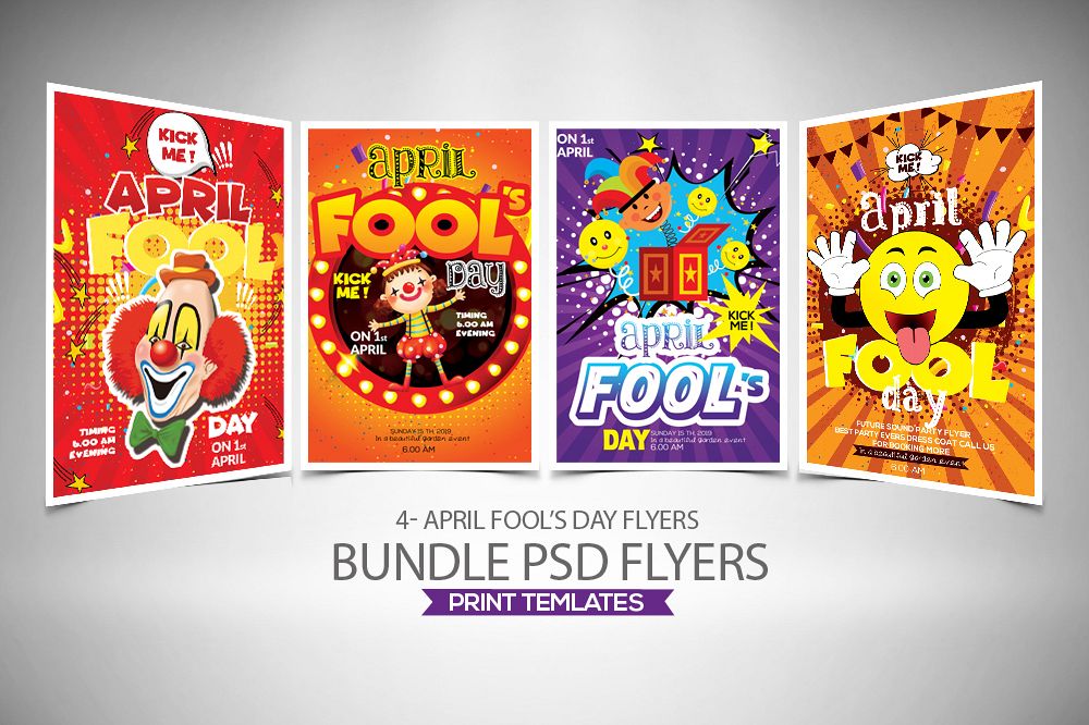 4 April's Fool Day Flyers Bundle example image 1