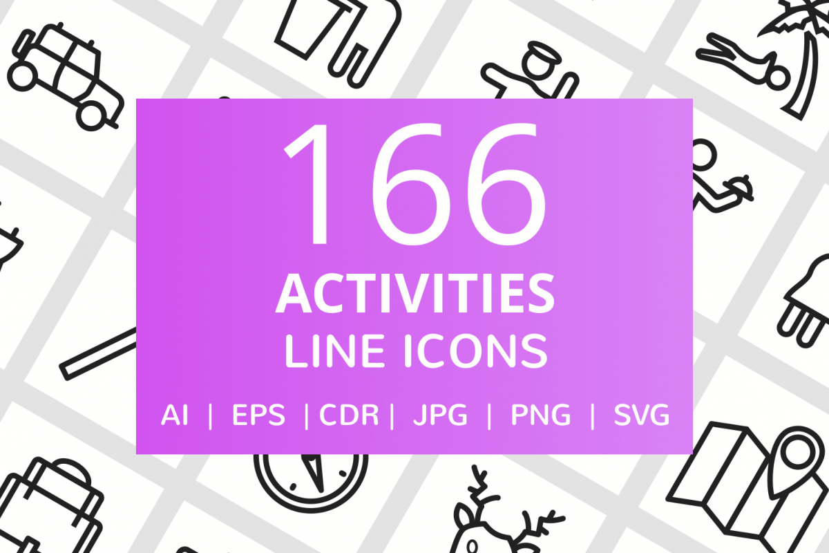 166 Activities Line Icons example image 1