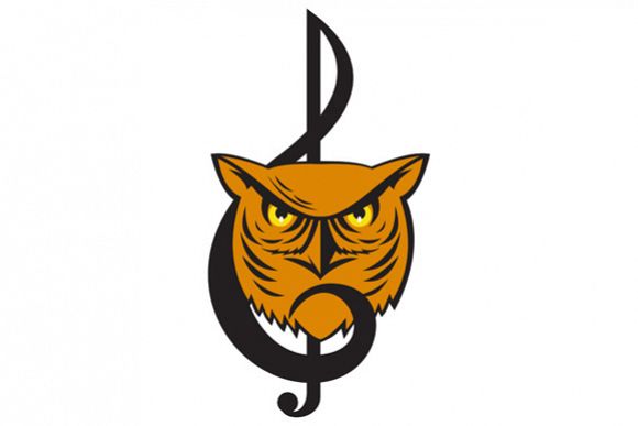 Great Horned Owl Head Musical Note example image 1
