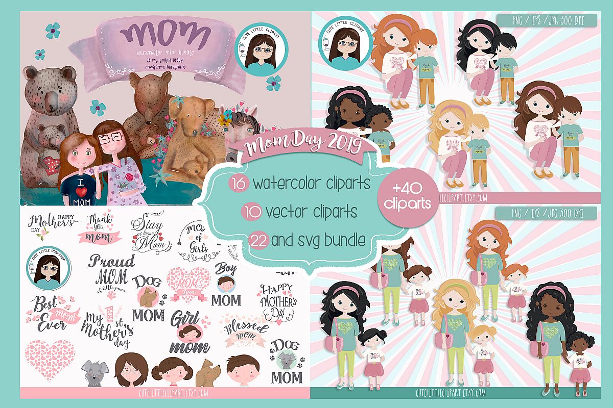 Mom day bundle clipart and svg example image 1