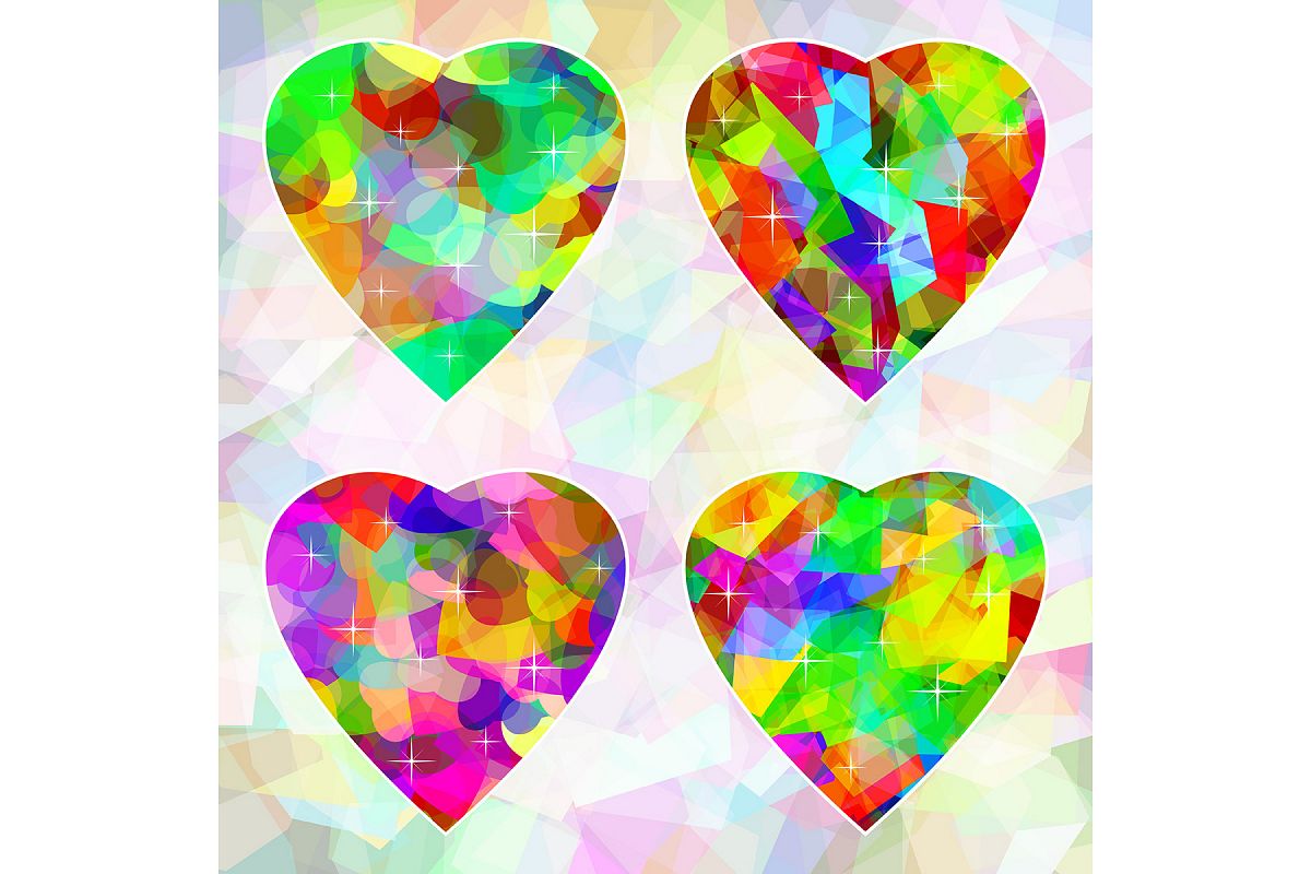 Vector Multicolored abstract hearts on background example image 1