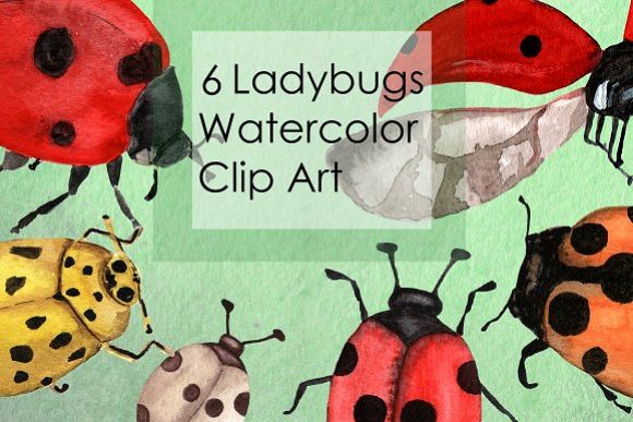 Watercolor Ladybugs Clip Art example image 1