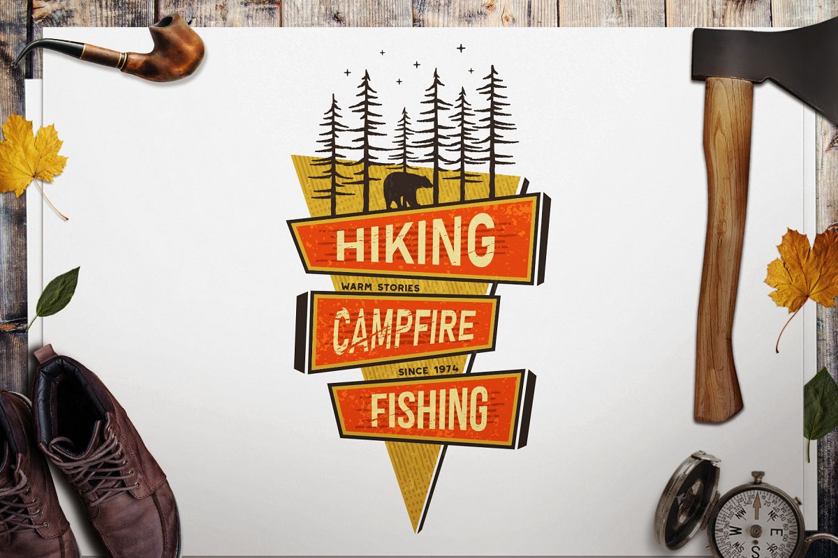 Mountains Logo, Retro Hiking Adventure Badge T-Shirt SVG Cut example image 1