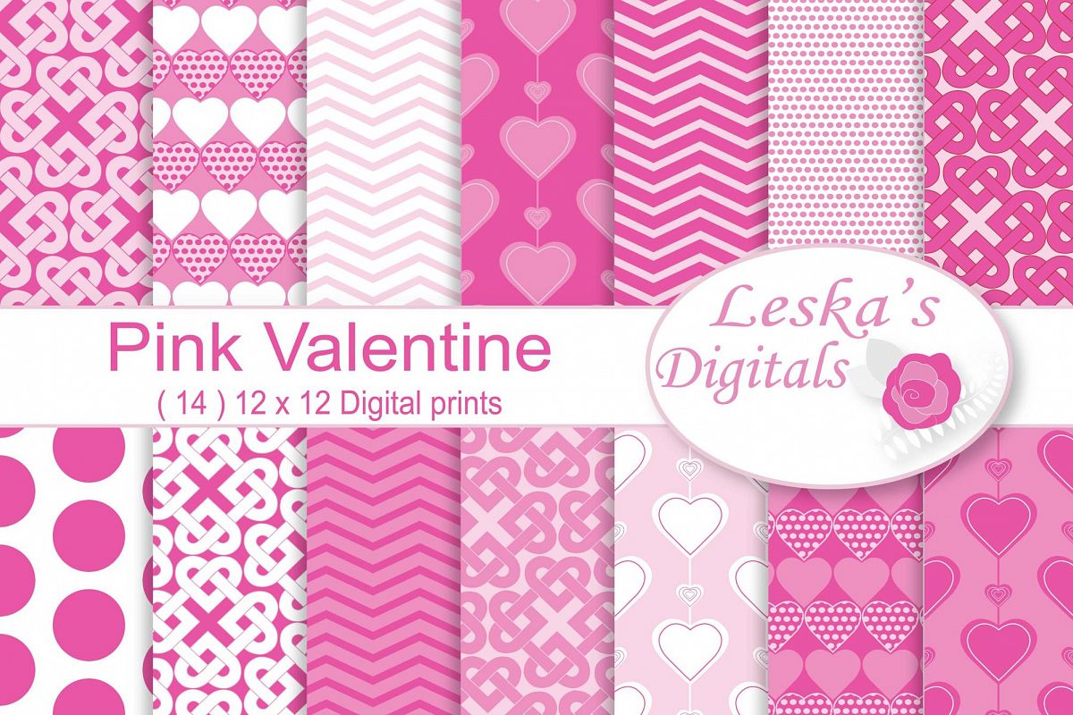 Pink Valentine Digital Paper example image 1