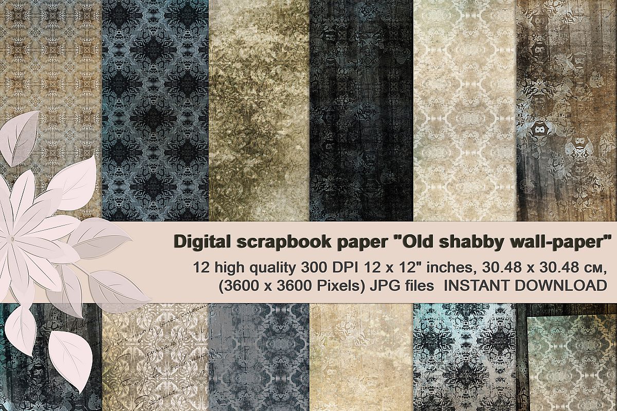 Beige-Blue Old Shabby Digital Backgrounds example image 1