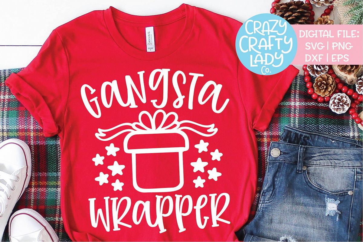 Gangsta Wrapper Christmas SVG DXF EPS PNG Cut File example image 1