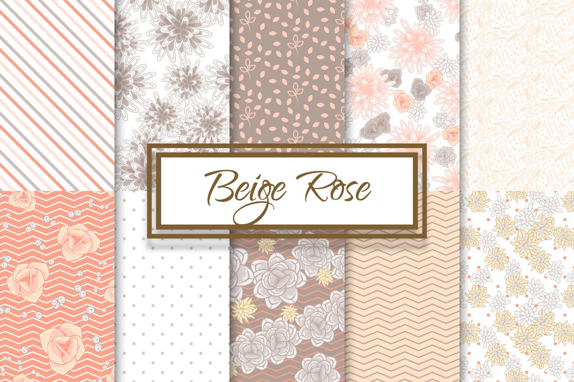 Beige Roses and Succulents patterns example image 1