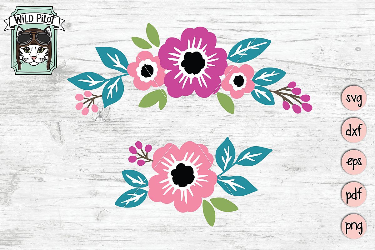 Flowers SVG file, Floral cut file, Flower Border, Stencil example image 1
