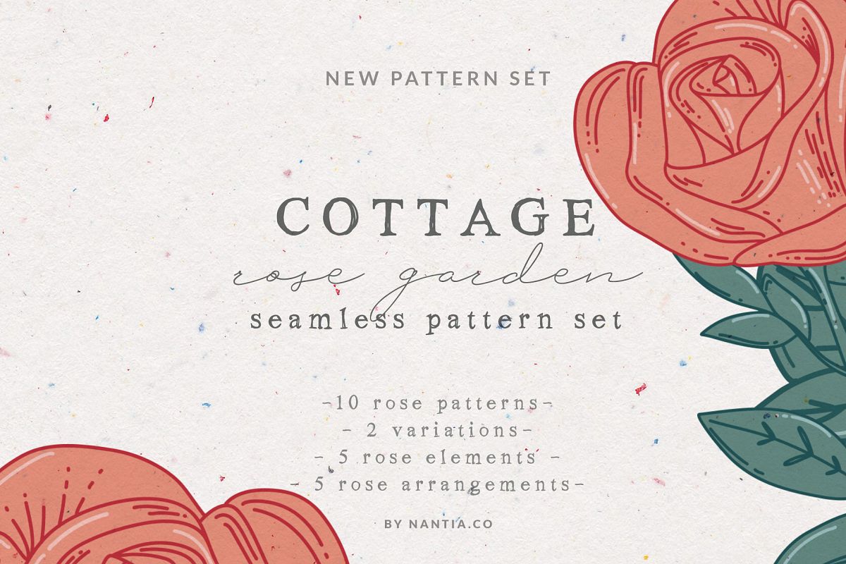 Cottage Rose Garden Pattern Set example image 1