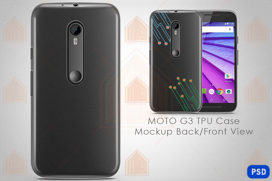 MOTO G3 TPU Case Mockup Back-Front View example image 1