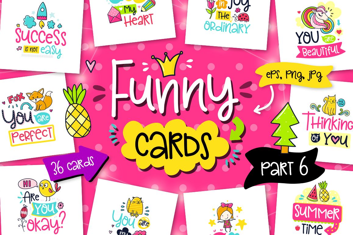 36 Funny Color Cards with Quote example image 1