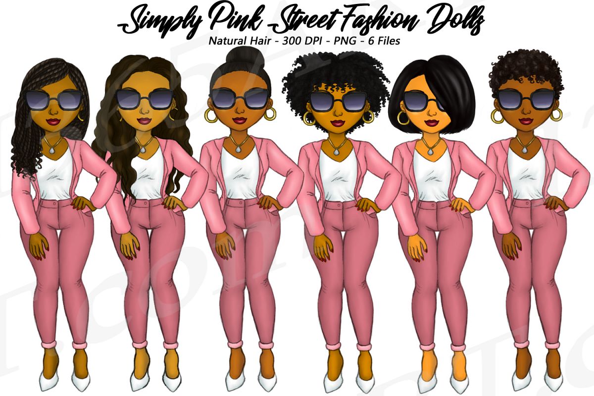 Simply Pink Fashion Clipart Black Girls Natural Hair