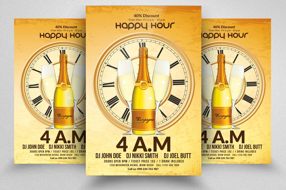 Happy Hour Flyer Template 10 example image 1