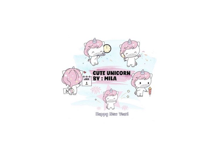 KAWAII UNICORN CLIPART BUNDLE PNG example image 1