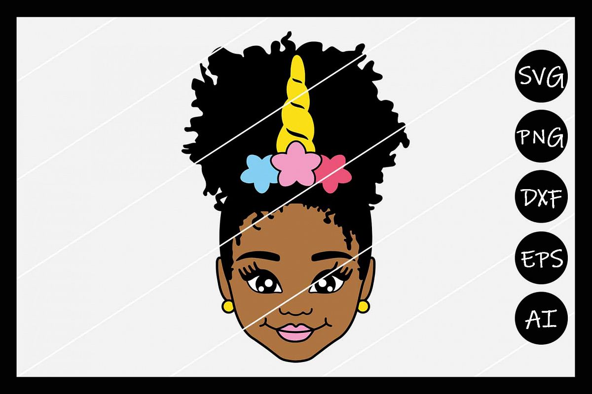 African American Afro Girl Puff SVG, Silhouette Cameo, Cut example image 1
