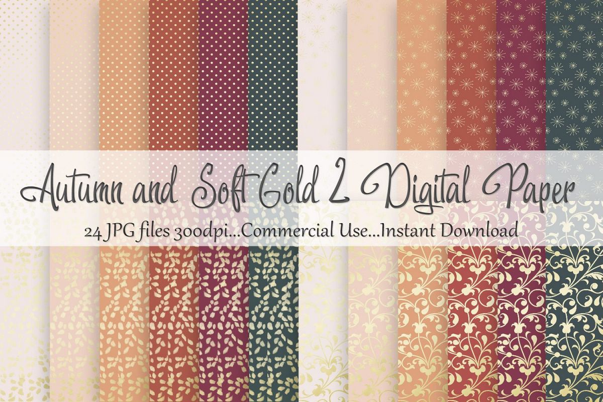 Autumn Fall Soft Gold 2 Digital Paper example image 1