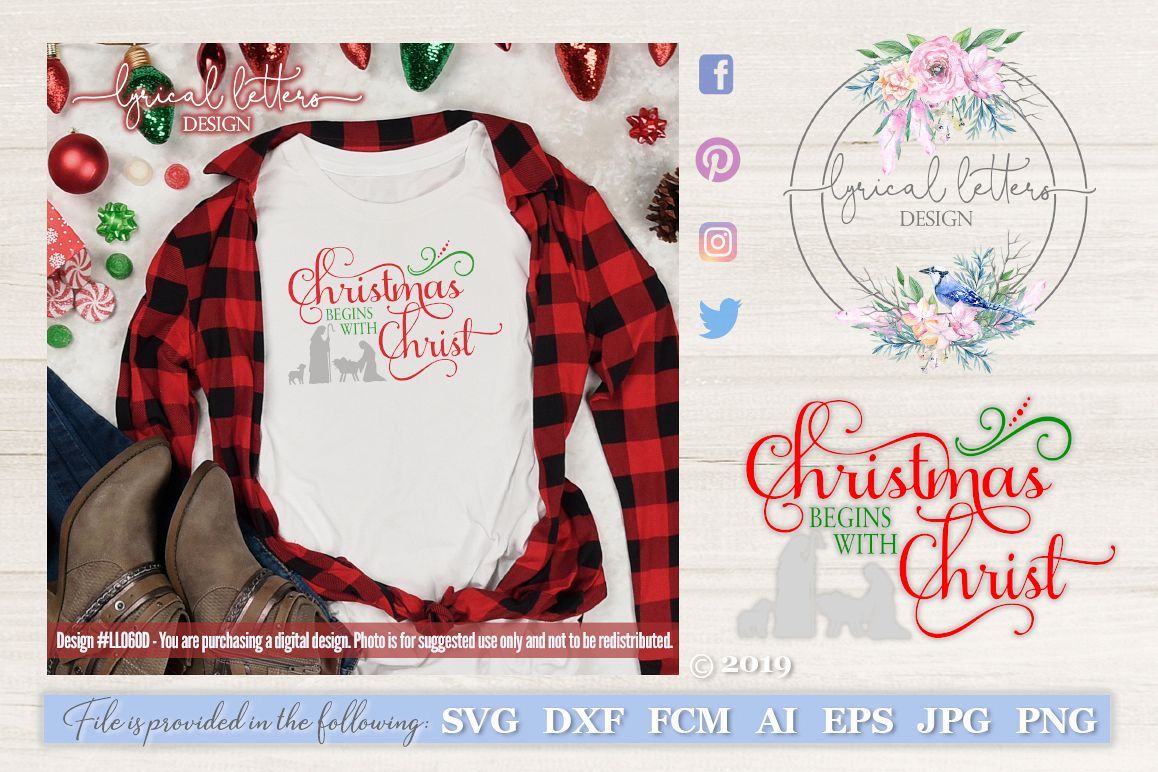 Christmas Begins with Christ Nativity SVG DXF LL060D example image 1