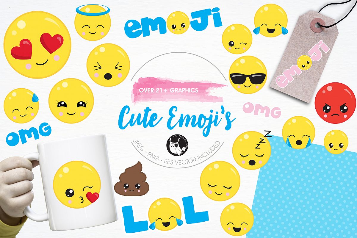 Cute emoji graphics and illustrations example image 1
