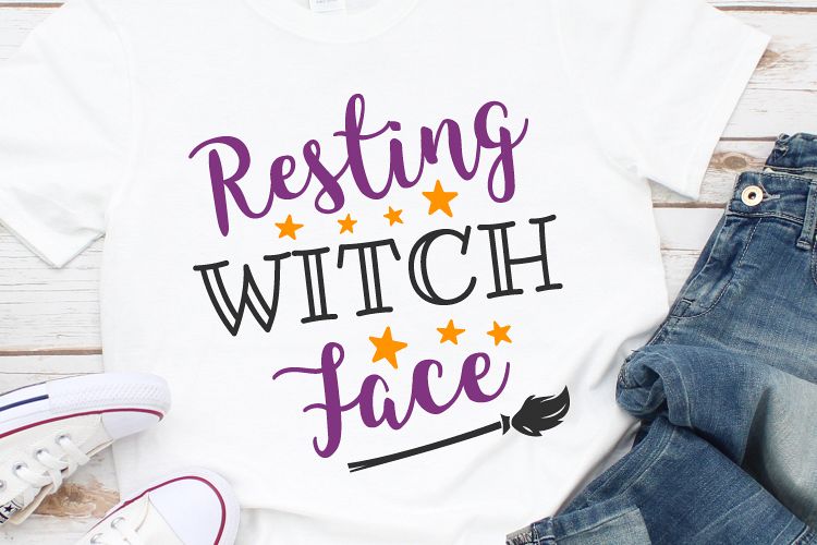 Resting Witch Face Svg, Witch Svg, Halloween Svg example image 1