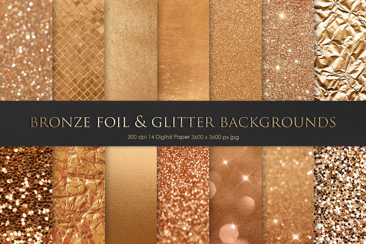 Bronze Foil & Glitter Digital Paper example image 1