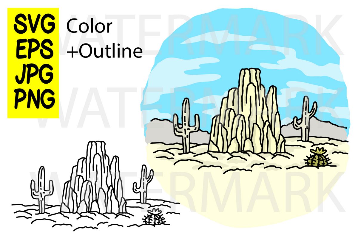 Desert view - SVG EPS JPG PNG example image 1