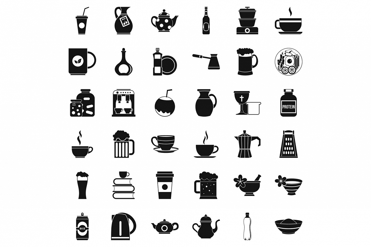Dinnerware icons set, simple style example image 1