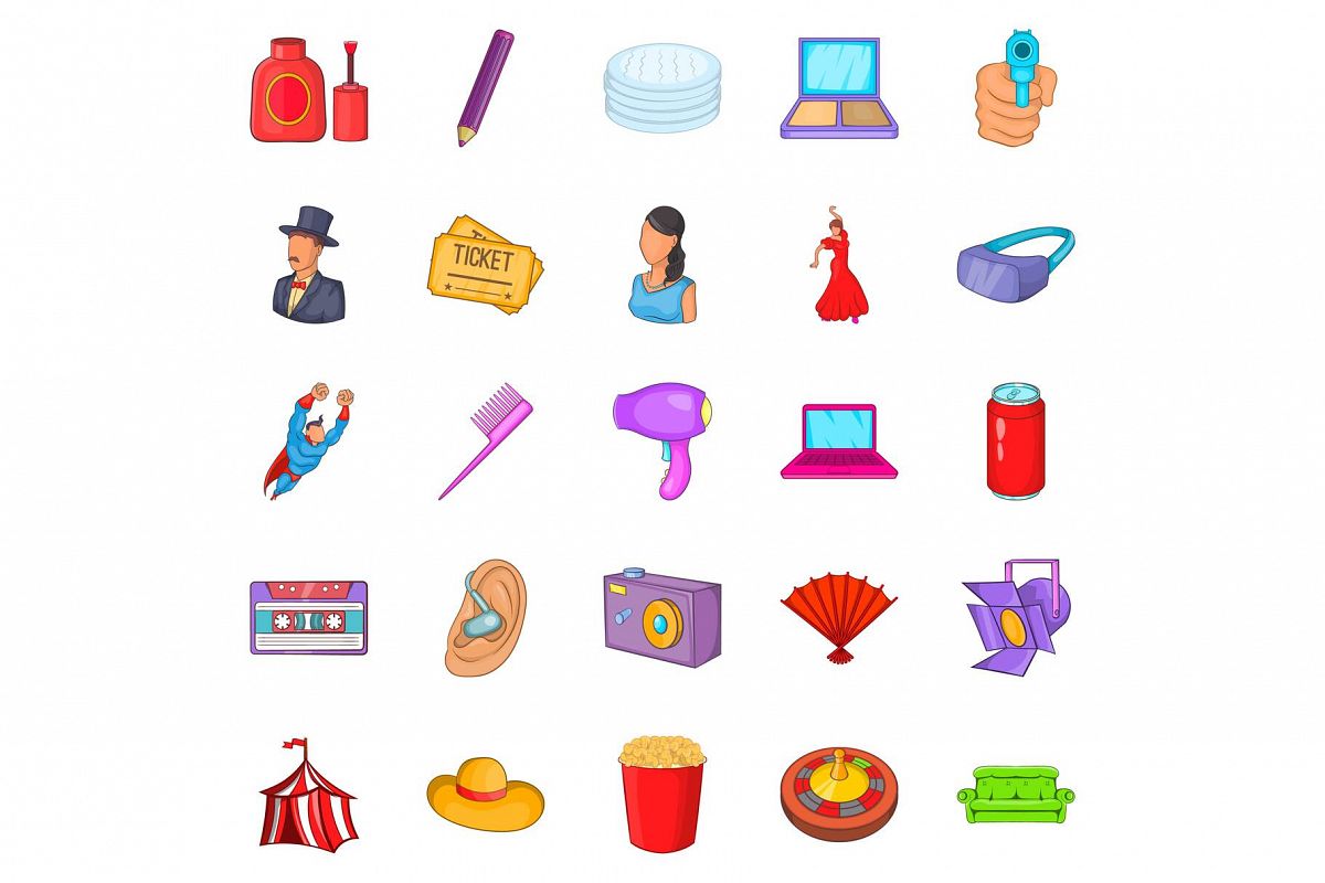 Screen icons set, cartoon style example image 1