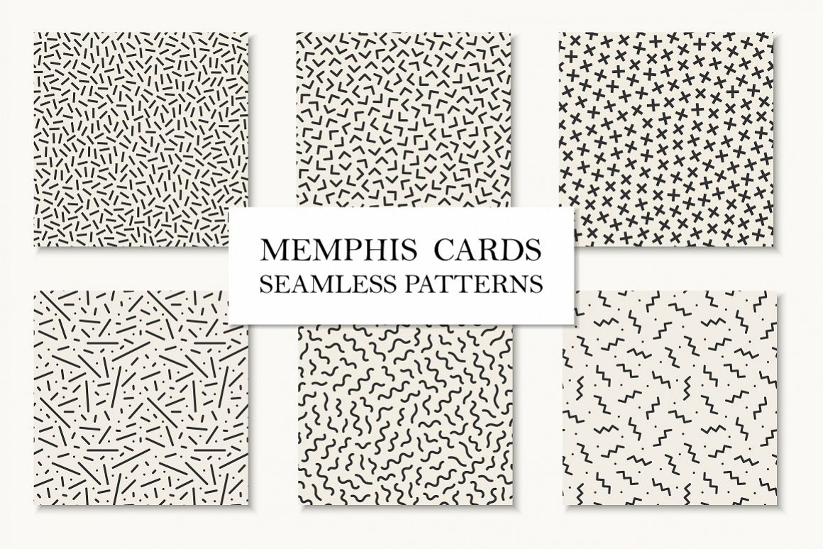 Seamless memphis patterns.Vector set example image 1