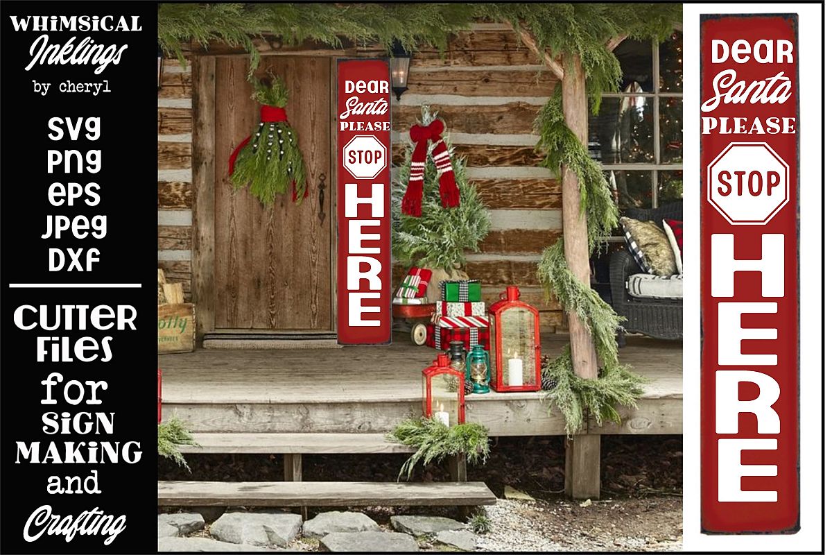 Please Stop Here-Vertical Christmas SVG example image 1