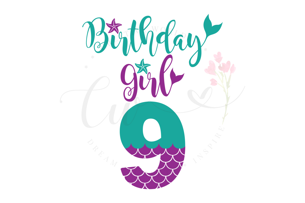 My 9th Birthday Mermaid SVG | Mermaid Birthday Girl svg example image 1
