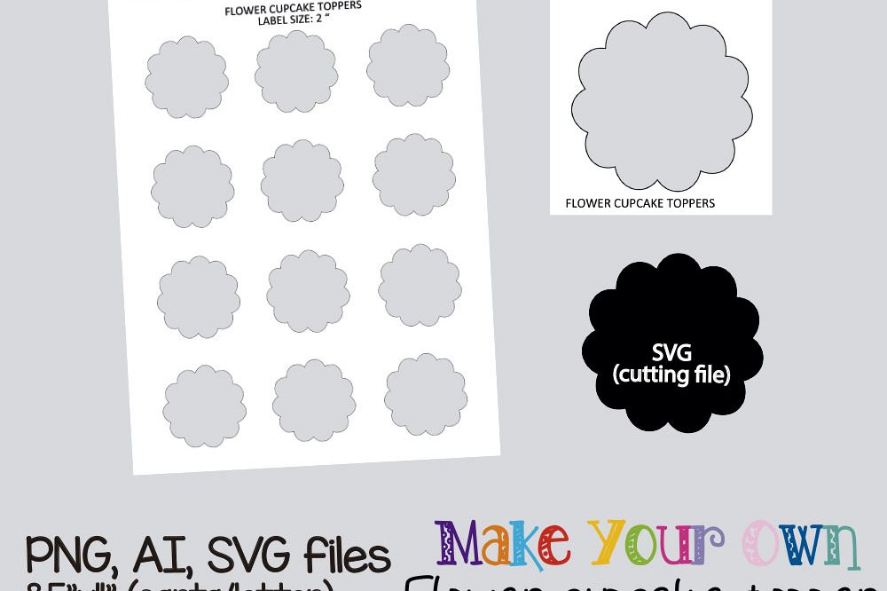 Download Flower cupcake toppers template, collage sheet template ...