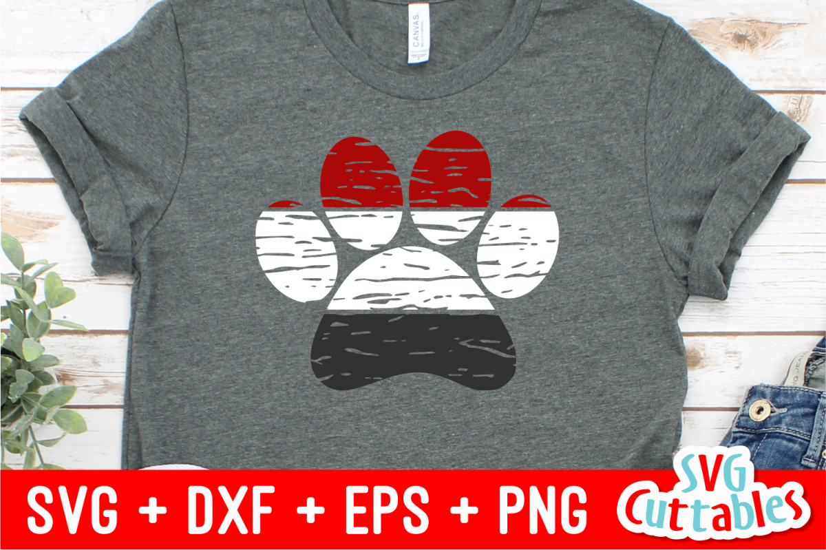Distressed Paw Print | svg Cut File example image 1