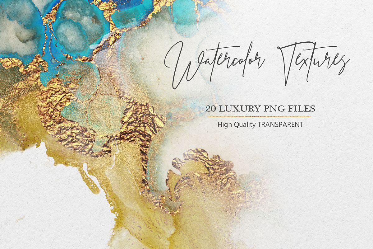 Watercolor PNG Gold Textures example image 1