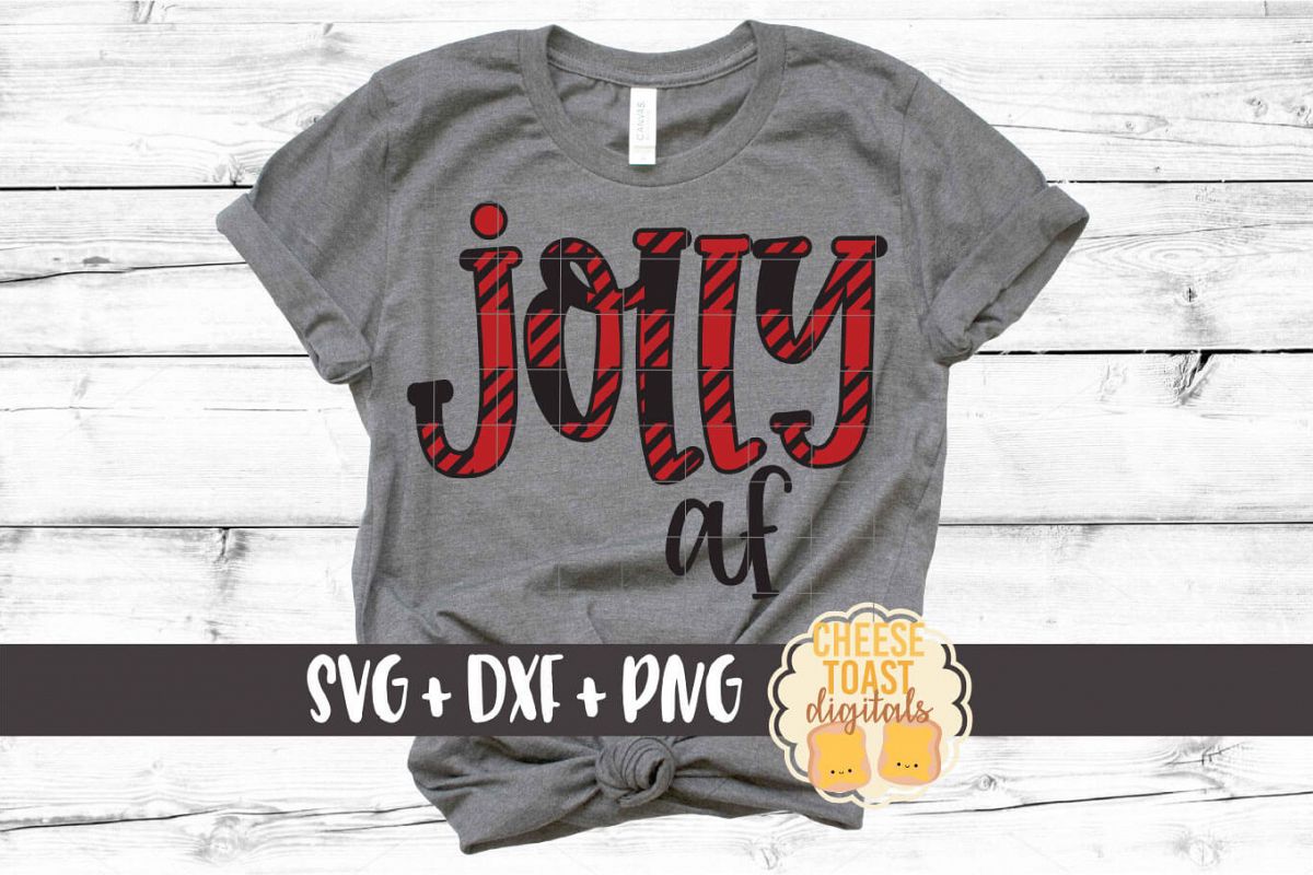 Jolly AF - Buffalo Plaid Christmas SVG PNG DXF Cut Files example image 1