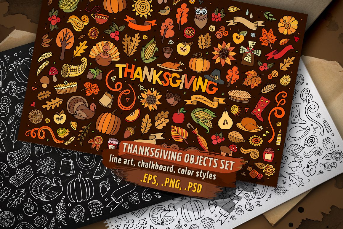 Thanksgiving Objects & Elements Set example image 1