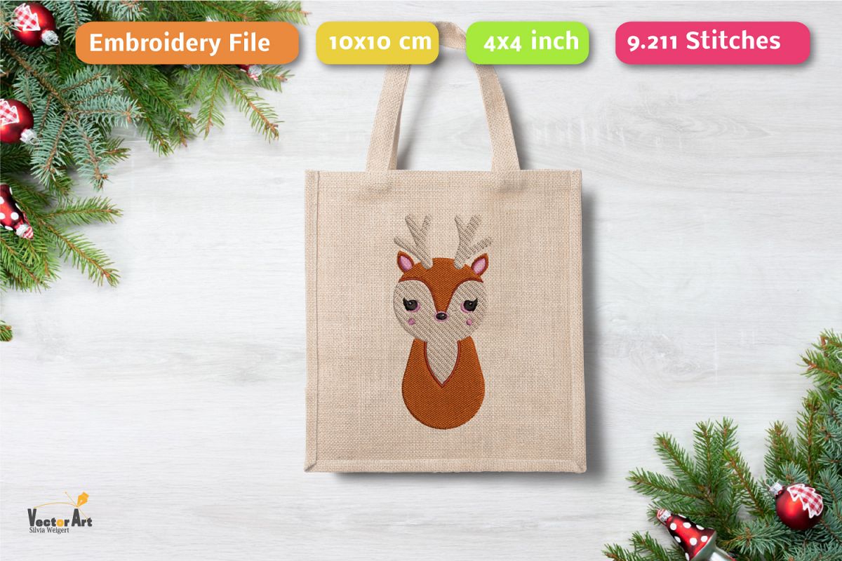 Deer - Embroidery File - 4x4 inch example image 1