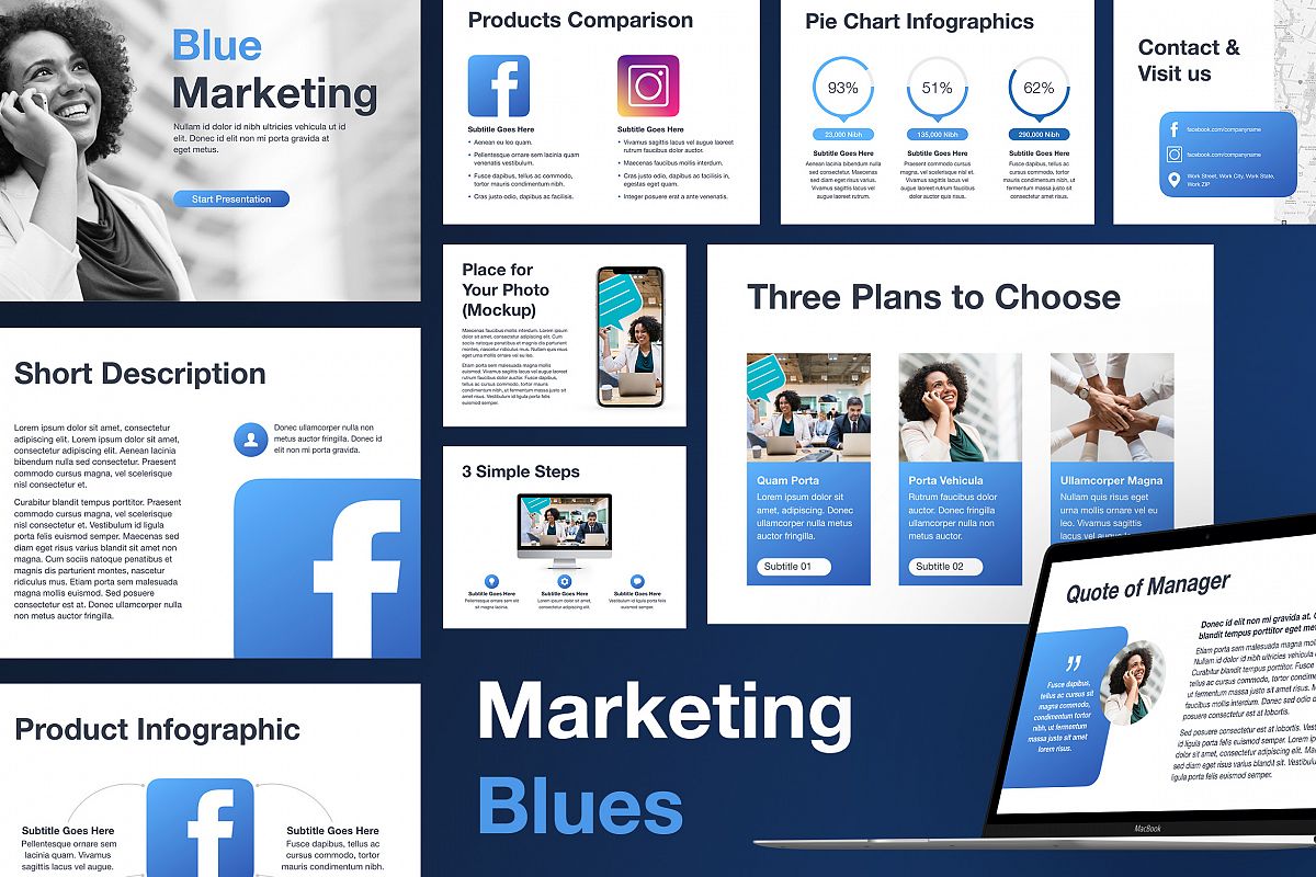 Marketing Blues Keynote Template example image 1
