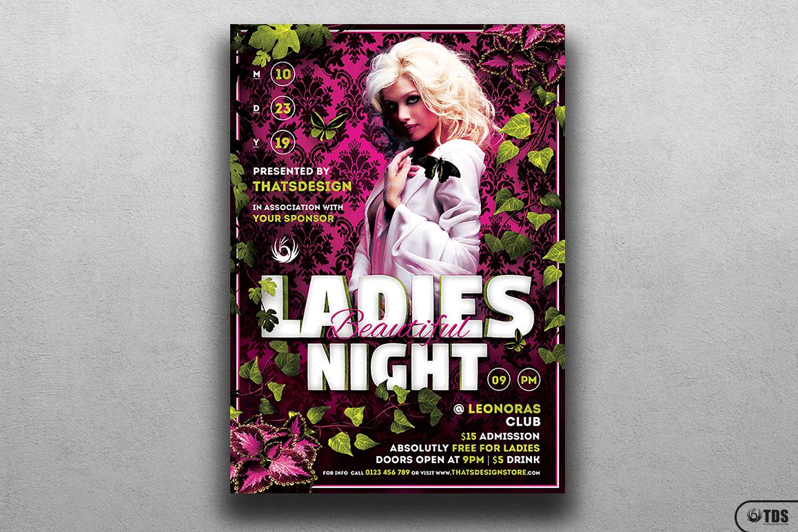 Beautiful Ladies Night Flyer Template example image 1